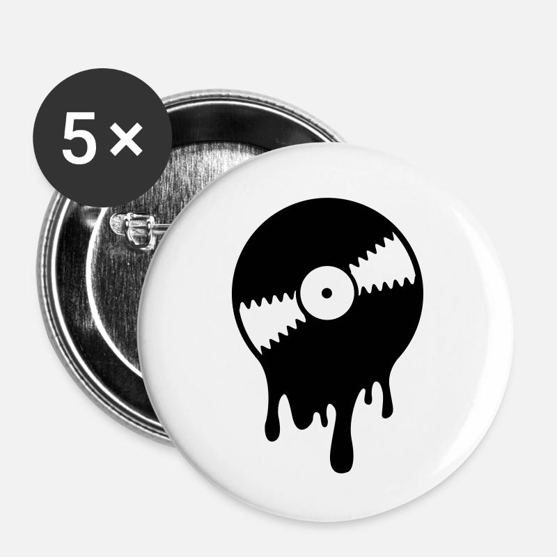 Melting Vinyl Record - Buttons small 1''/25 mm (5-pack) - white