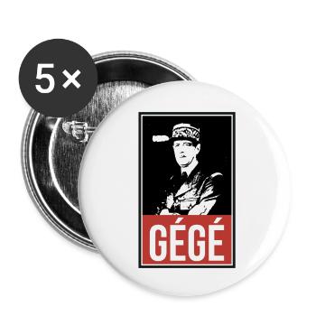 Gégé Général De Gaulle - Lot de 5 petits badges (25 mm) - blanc - Devant