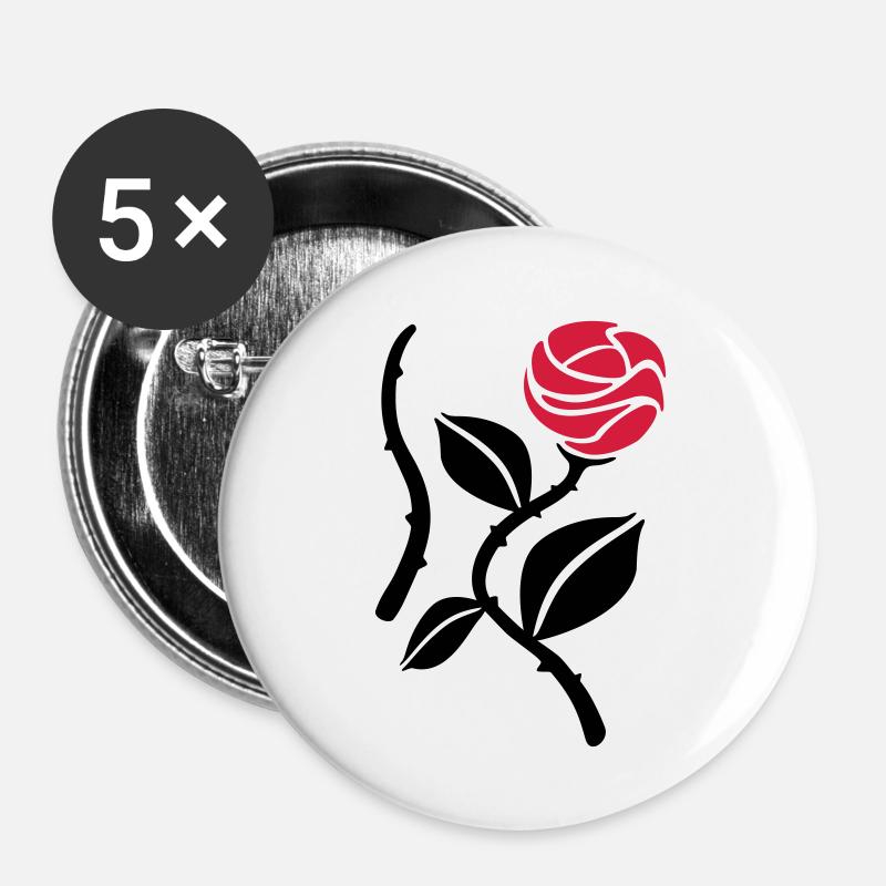 Roses - Buttons small 1''/25 mm (5-pack) - white