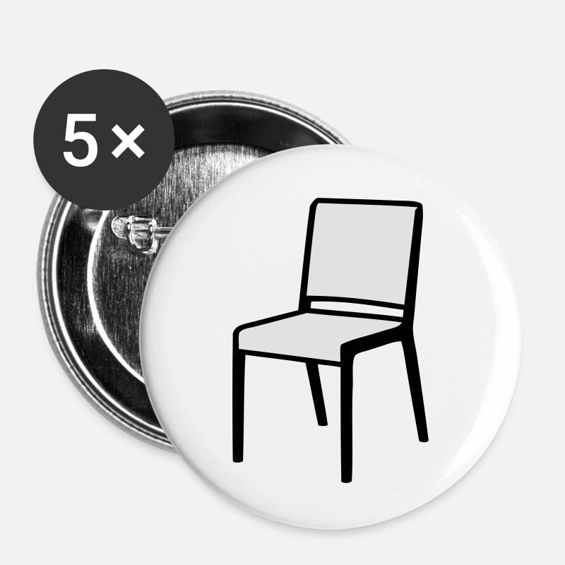 chaise - Lot de 5 petits badges (25 mm) - blanc
