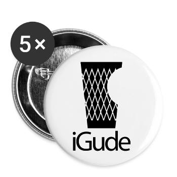 iGude - Geripptes schwarz - Buttons klein 25 mm (5er Pack) - Weiß - Vorne
