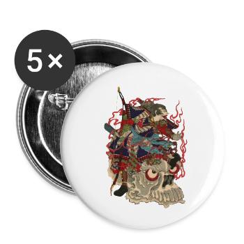 Skull Samurai - Buttons klein 25 mm (5er Pack) - Weiß - Vorne
