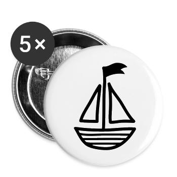 Voilier - Line - Lot de 5 petits badges (25 mm) - blanc - Devant