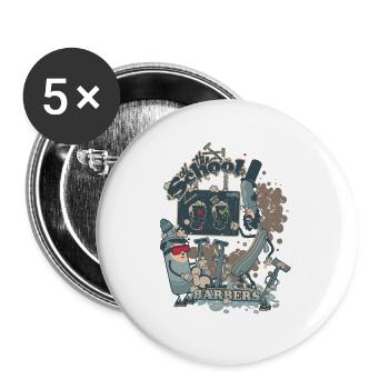 barbers shop - Buttons small 1''/25 mm (5-pack) - white - Front
