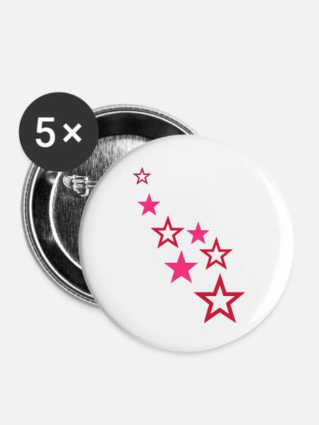 sterne - Buttons klein 25 mm (5er Pack) - Weiß