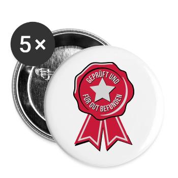 geprüft und für gut befunden - Buttons klein 25 mm (5er Pack) - Weiß - Vorne