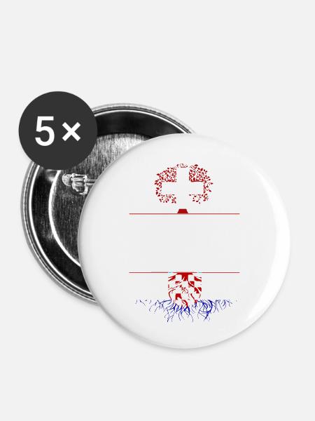 Schweiz-Kroatien - Buttons klein 25 mm (5er Pack) - Weiß