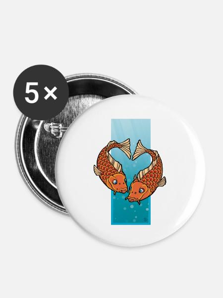 The Pisces-heart - Buttons klein 25 mm (5er Pack) - Weiß