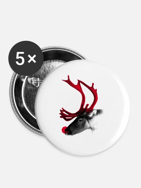Rentier - Buttons klein 25 mm (5er Pack) - Weiß