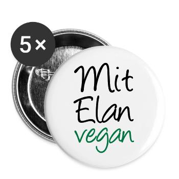 Mit Elan vegan Veganer, Geschenk, Spruch, Fun - Buttons klein 25 mm (5er Pack) - Weiß - Vorne