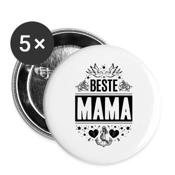 Beste Mama Muttertag - Buttons klein 25 mm (5er Pack) - Weiß - Vorne