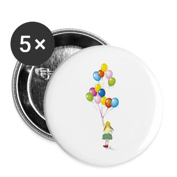 ballons de petite fille - Lot de 5 petits badges (25 mm) - blanc - Devant