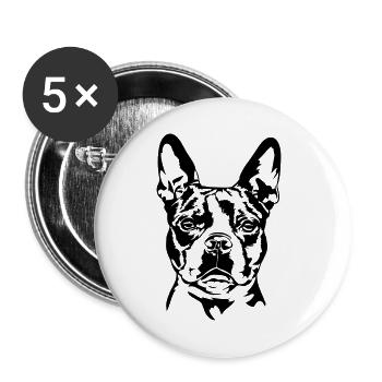 BOSTON TERRIER - Lot de 5 petits badges (25 mm) - blanc - Devant