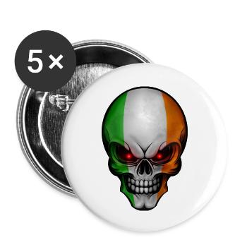 Crâne conceptions rondes Irlande - Lot de 5 petits badges (25 mm) - blanc - Devant