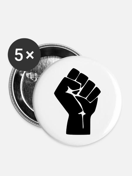 Faust Protest Widerstand - Buttons klein 25 mm (5er Pack) - Weiß