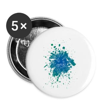 Blue Color Splash - Buttons small 1''/25 mm (5-pack) - white - Front