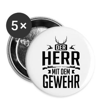 Jäger - der Herr mit dem Gewehr - Buttons klein 25 mm (5er Pack) - Weiß - Vorne