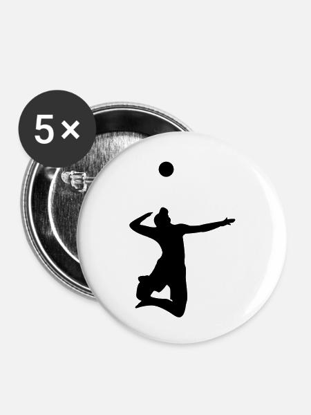 Volleyballer Aufschlag - Buttons klein 25 mm (5er Pack) - Weiß