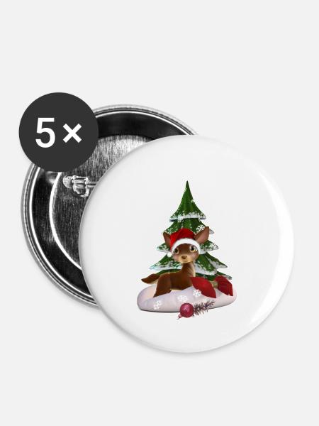 Weihnachtsgeschenk - Buttons klein 25 mm (5er Pack) - Weiß