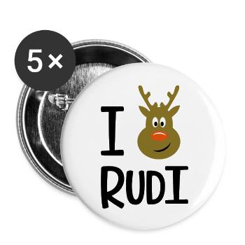 Rudolph - Lot de 5 petits badges (25 mm) - blanc - Devant