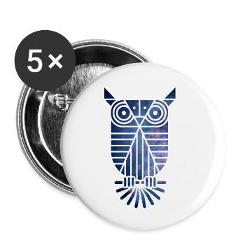 Eule Sterne - Buttons klein 25 mm (5er Pack) - Weiß - Vorne