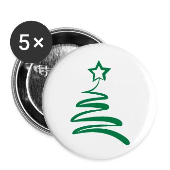 Sapin de Noël - Lot de 5 petits badges (25 mm) - blanc - Devant
