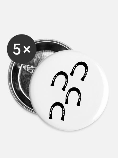Pferden-Hufe - Buttons klein 25 mm (5er Pack) - Weiß