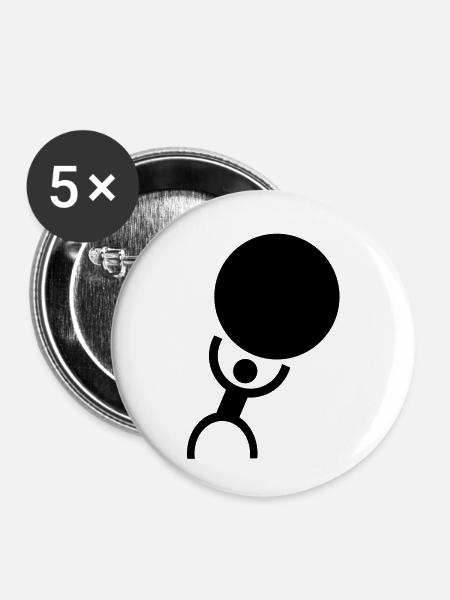 Strong Men - Buttons klein 25 mm (5er Pack) - Weiß