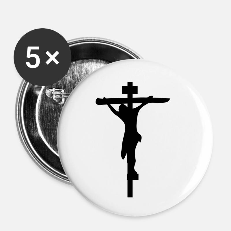 jesus - Lot de 5 petits badges (25 mm) - blanc