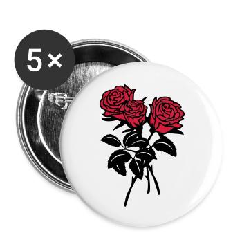 roses - Lot de 5 petits badges (25 mm) - blanc - Devant