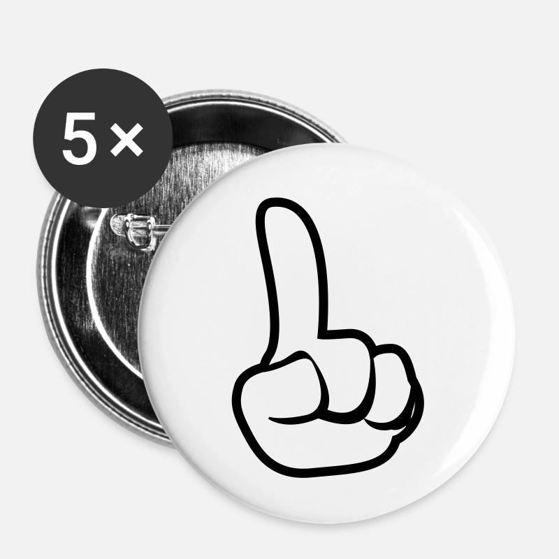 Finger-wagging - Buttons small 1''/25 mm (5-pack) - white