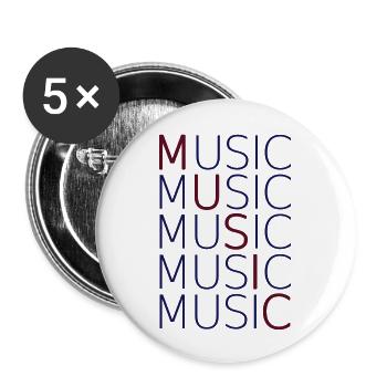 MUSIC - Buttons klein 25 mm (5er Pack) - Weiß - Vorne