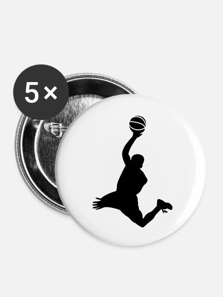 Basketball # 3 - Buttons klein 25 mm (5er Pack) - Weiß
