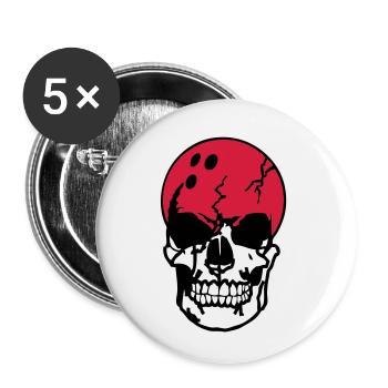 death bowling ball head dead skull11204 - Buttons small 1''/25 mm (5-pack) - white - Front