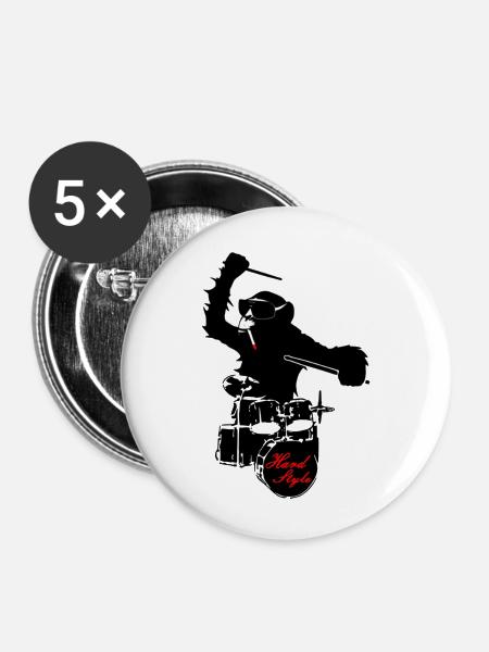hard style monkey - Buttons klein 25 mm (5er Pack) - Weiß