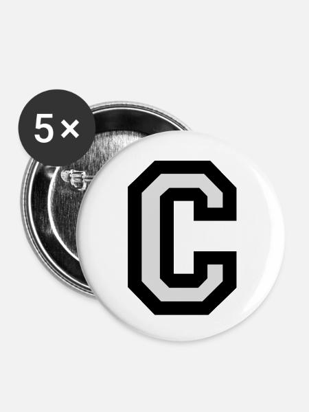 Buchstabe C - Buttons klein 25 mm (5er Pack) - Weiß