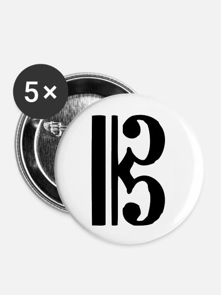 cle hatte Musik-Noten - Buttons klein 25 mm (5er Pack) - Weiß