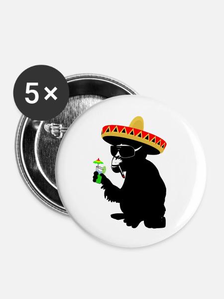 funky monkey - Buttons klein 25 mm (5er Pack) - Weiß