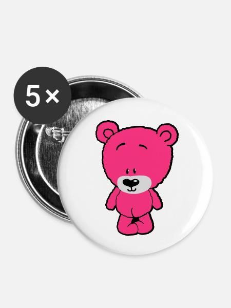 Cute Bear - Buttons klein 25 mm (5er Pack) - Weiß