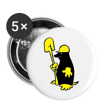 Maulwurf - Buttons klein 25 mm (5er Pack) - Weiß - Vorne