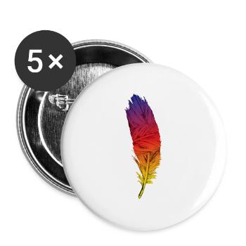 Plume de paon coloré - Lot de 5 petits badges (25 mm) - blanc - Devant