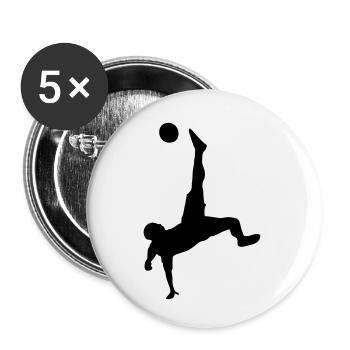 Kick it! Fußball Fallrückzieher - Buttons klein 25 mm (5er Pack) - Weiß - Vorne