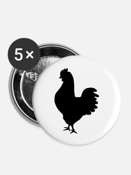 huhn_silhouette_f1 - Buttons klein 25 mm (5er Pack) - Weiß