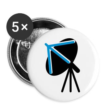 antenne parabolique orientée vers le ciel - Lot de 5 petits badges (25 mm) - blanc - Devant