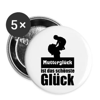 Mutterglück Mutter Muttertag Geburt Geschenk - Buttons klein 25 mm (5er Pack) - Weiß - Vorne