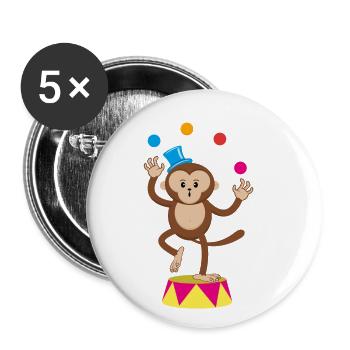 Zirkus Affe Jongleur Äffchen Affen Affenzirkus - Buttons klein 25 mm (5er Pack) - Weiß - Vorne
