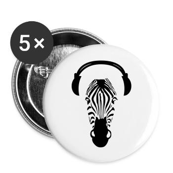 Zebra avec des écouteurs - Lot de 5 petits badges (25 mm) - blanc - Devant