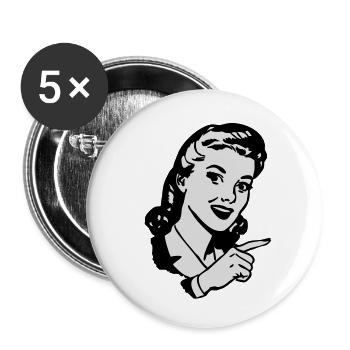 Frau Retro - Buttons klein 25 mm (5er Pack) - Weiß - Vorne