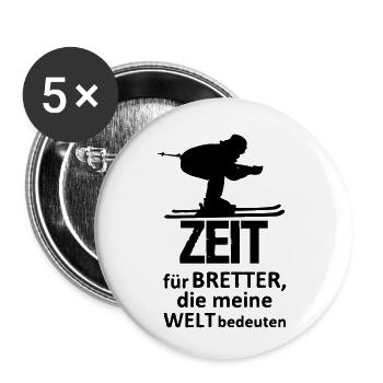 Ski Skifahren Skifahrer Sport Winter Geschenk - Buttons klein 25 mm (5er Pack) - Weiß - Vorne
