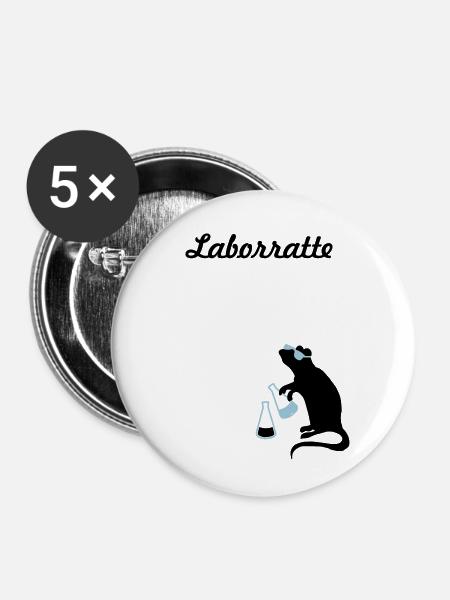laborratte - Buttons klein 25 mm (5er Pack) - Weiß